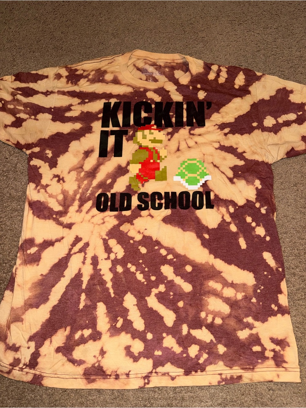 Kickin' It Old School Tie-Dye Kids Tee - Brown & Cream